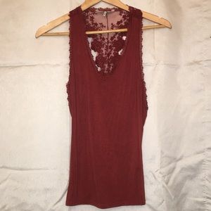BKE rustic orange lace tank top